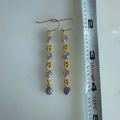 Tanzanite Drop Dangle Gold Earrings
