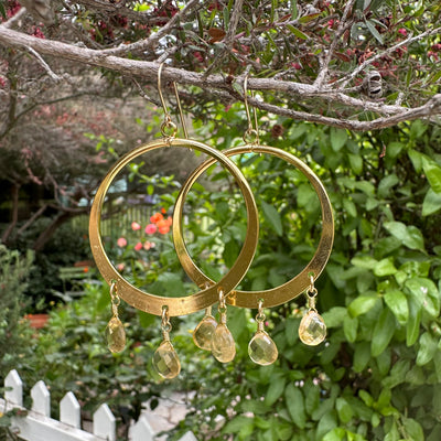 Citrine Hoop Dangle Earrings