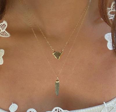 Gold Moldavite Necklace