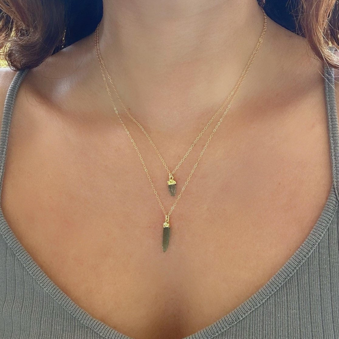 Gold Moldavite Necklace