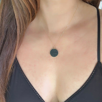 Round Shungite Gold Moon Necklace