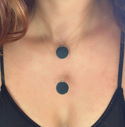 Round Shungite Gold Moon Necklace