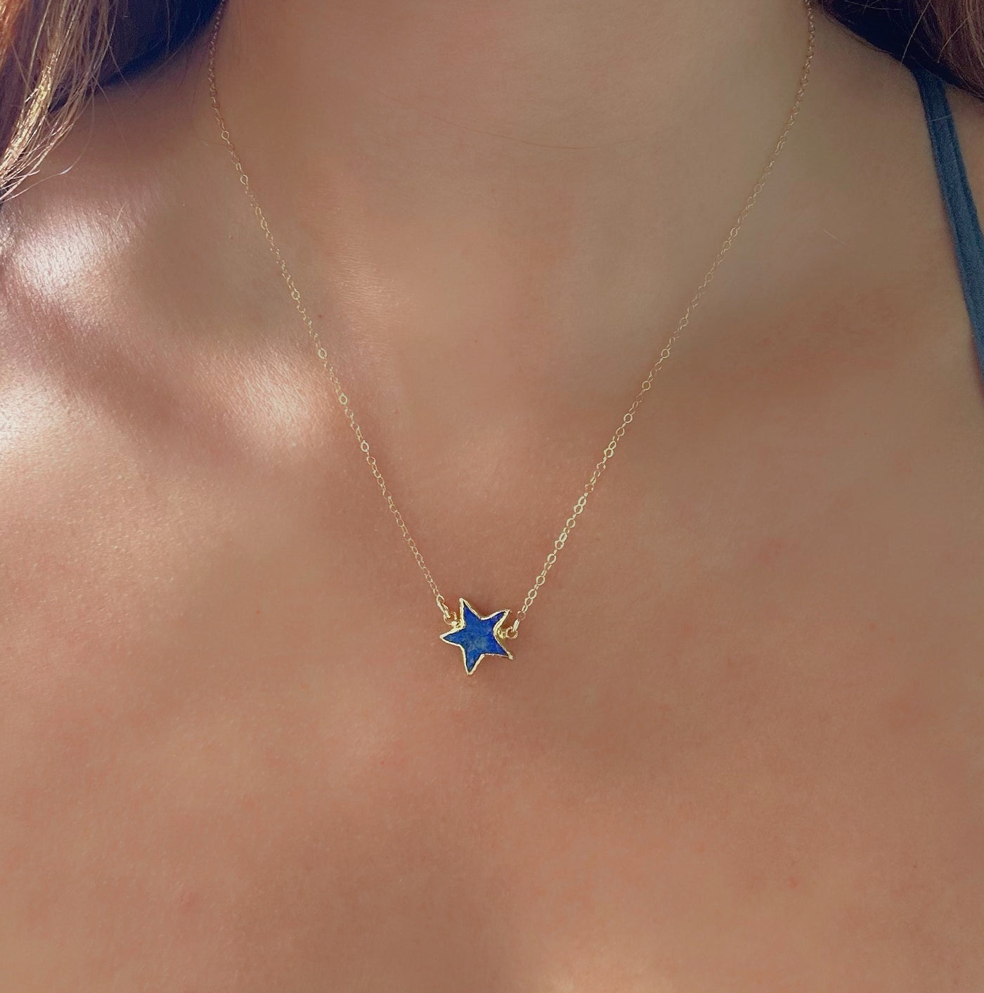 Lapis Star Gold Necklace