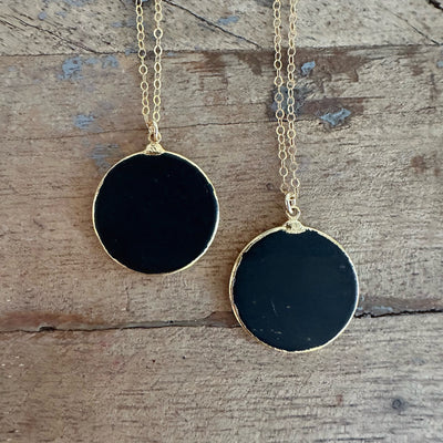 Round Shungite Gold Moon Necklace