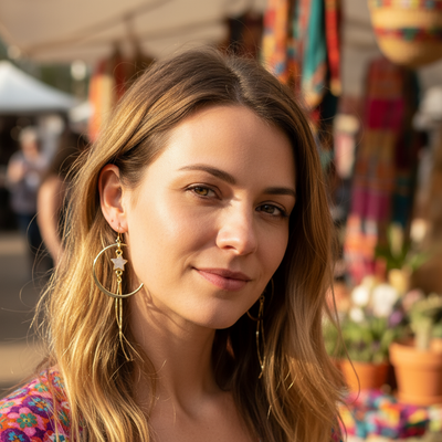 Gold Crescent Moon Moonstone Star Dangle Earrings