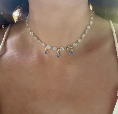 Green Aquamarine and Tanzanite Necklace