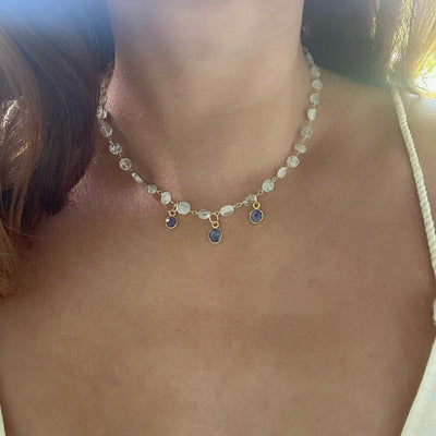 Green Aquamarine and Tanzanite Necklace