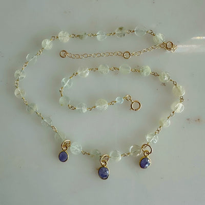 Green Aquamarine and Tanzanite Necklace