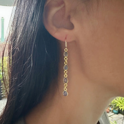 Tanzanite Drop Dangle Gold Earrings