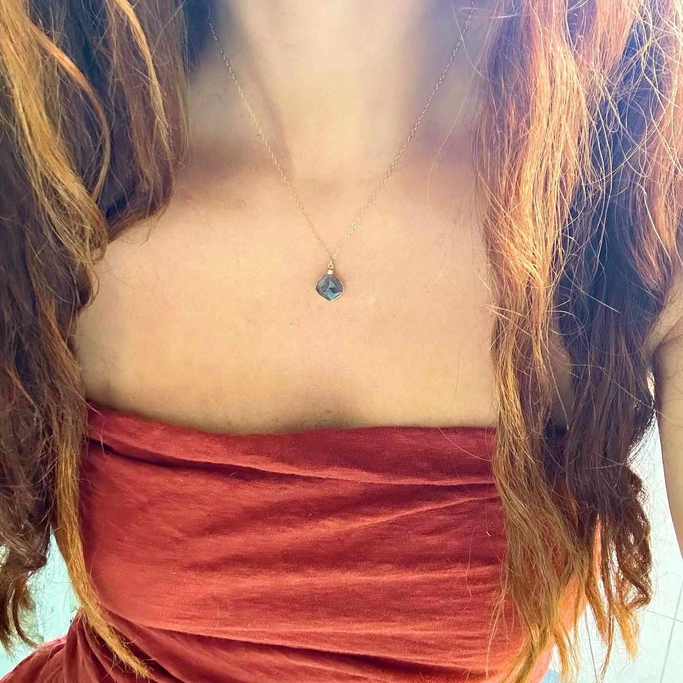 Moss Agate Gold Necklace