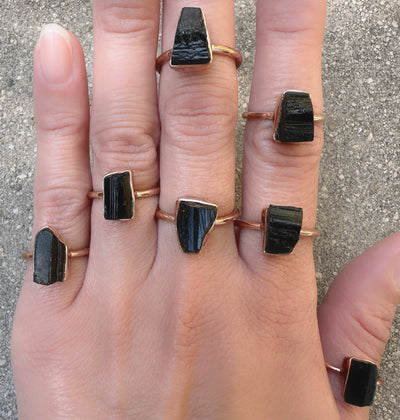 Black Tourmaline Copper Ring