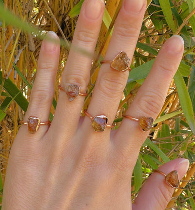 Raw Citrine Copper Ring