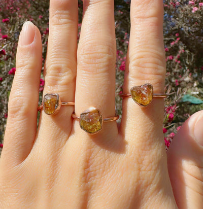 Raw Citrine Copper Ring
