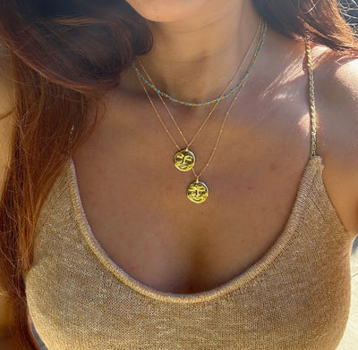 Moon Face Gold Necklace