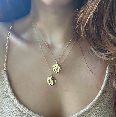 Moon Face Gold Necklace