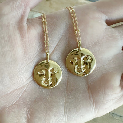 Moon Face Gold Necklace