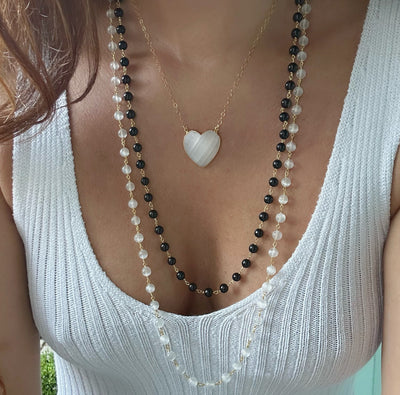 Large Selenite Heart Necklace