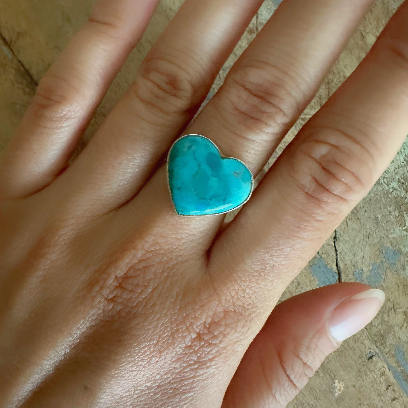 Turquoise Silver Heart Ring