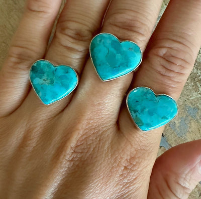 Turquoise Silver Heart Ring