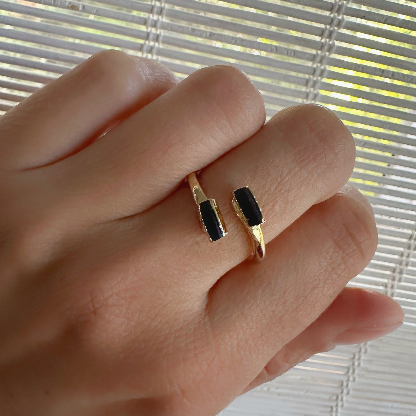 Black Tourmaline Gold Ring