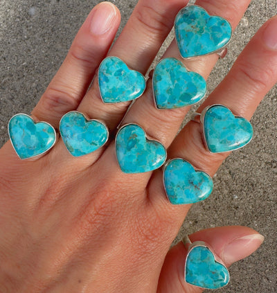 Turquoise Silver Heart Ring