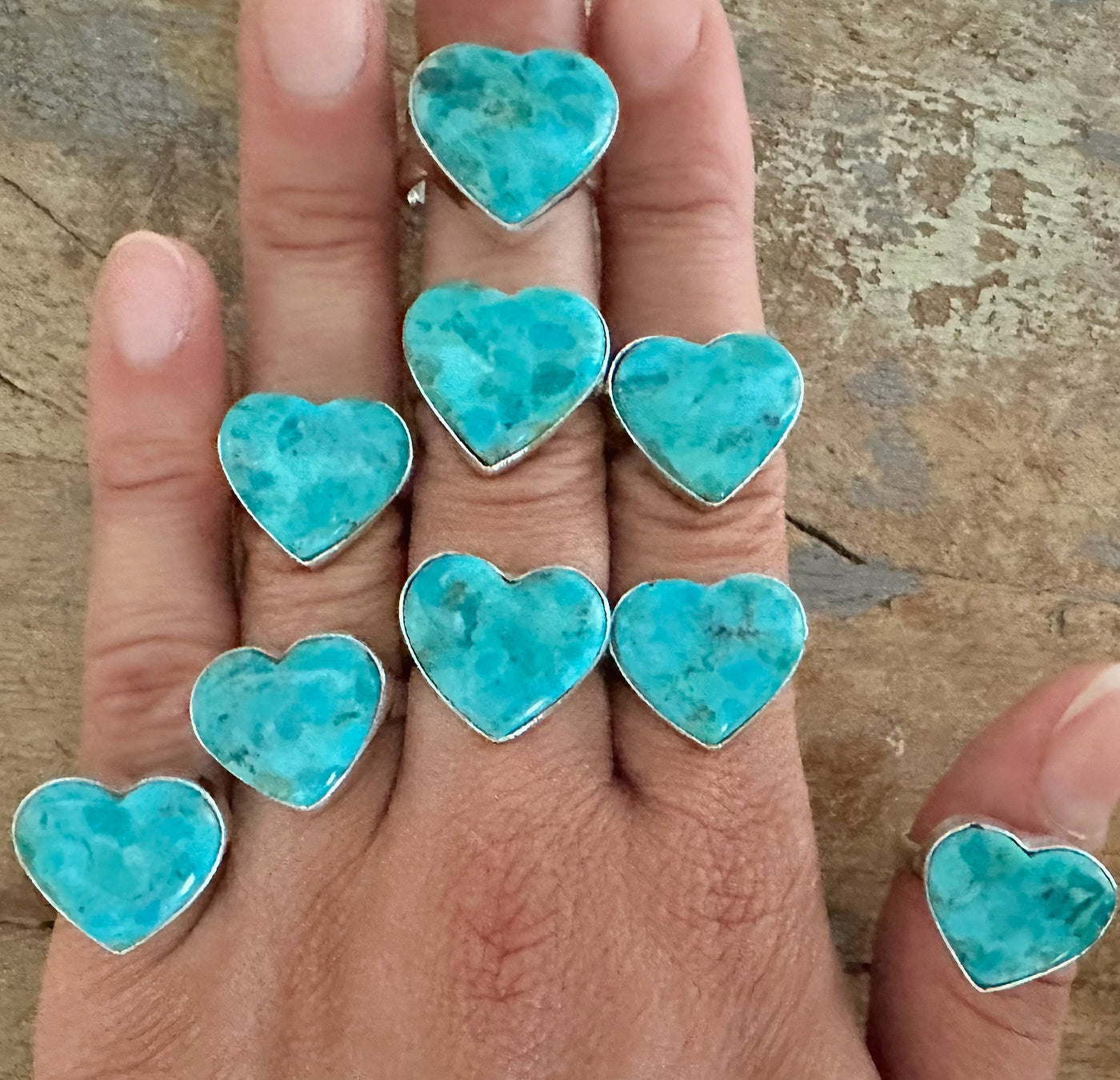 Turquoise Silver Heart Ring