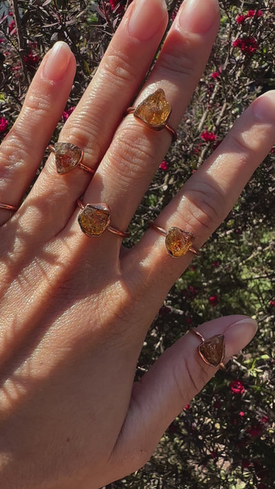 Raw Citrine Copper Ring