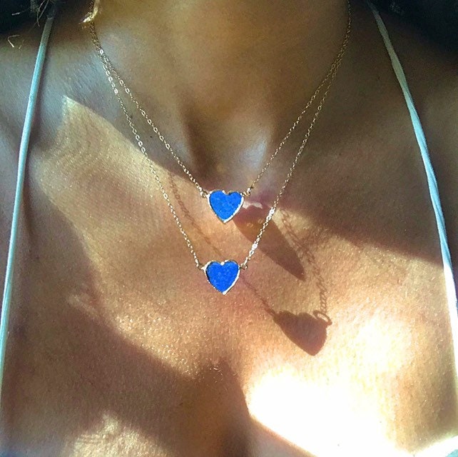 Gold Lapis Heart Necklace