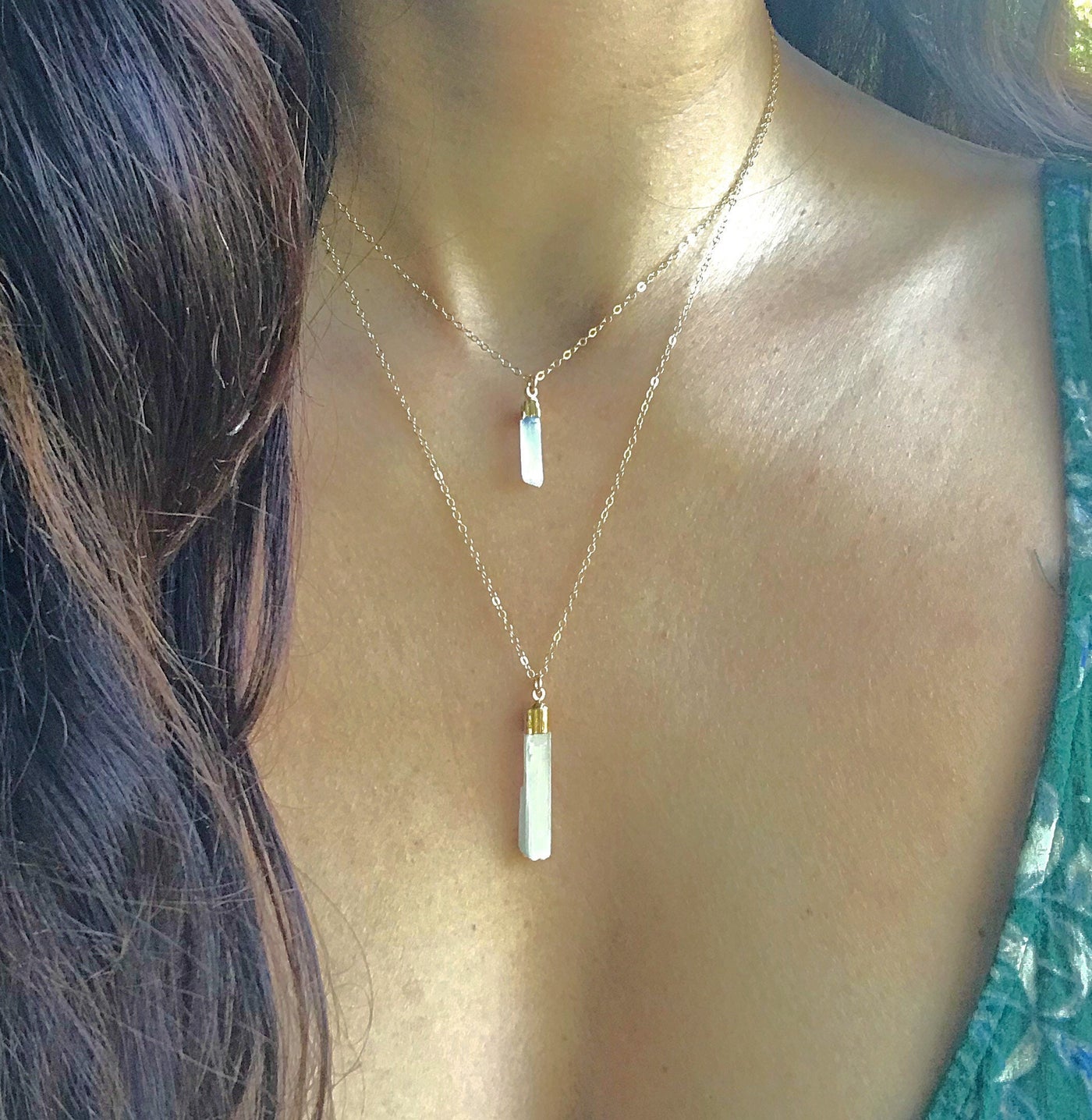 Selenite Gold Necklace // Selenite Necklace