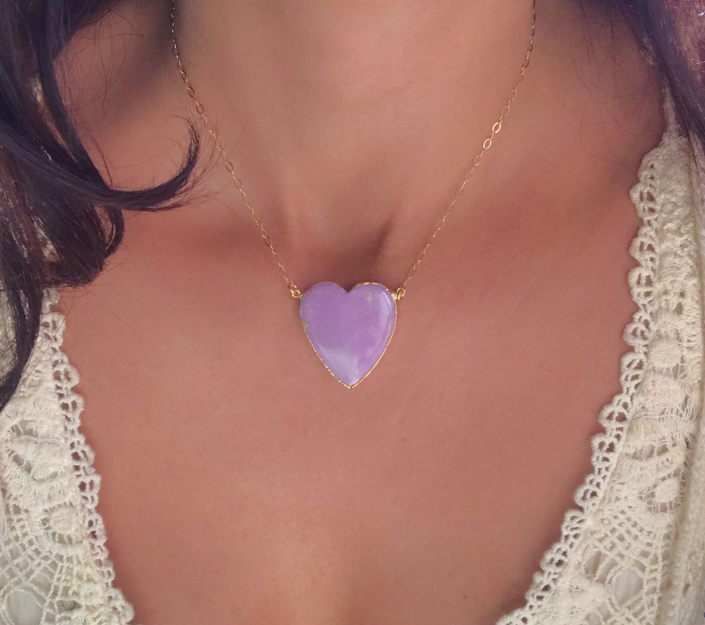 Phosphosiderite Gold Heart Necklace