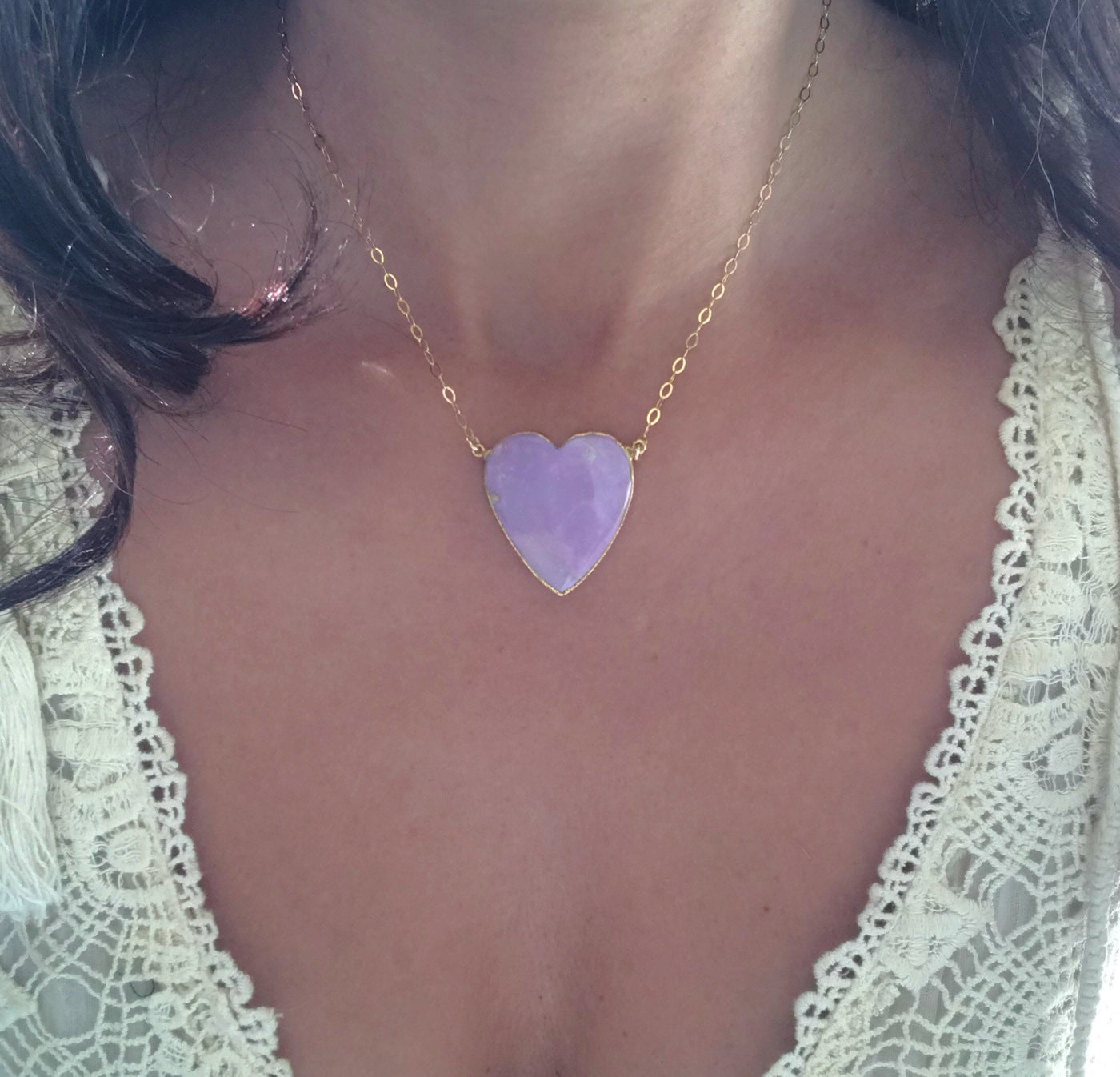 Phosphosiderite Gold Heart Necklace