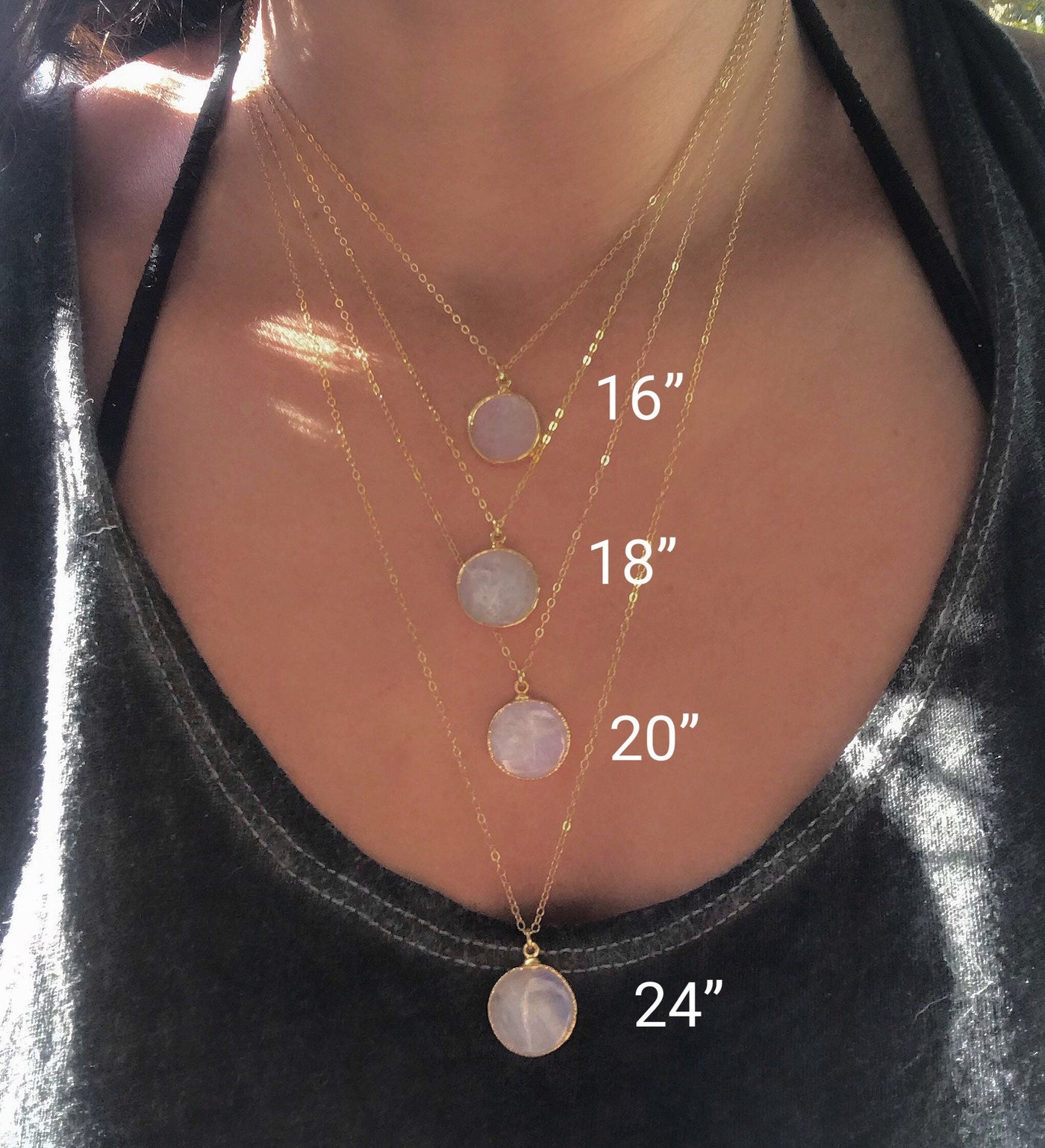 Rainbow Moonstone Coin Necklace