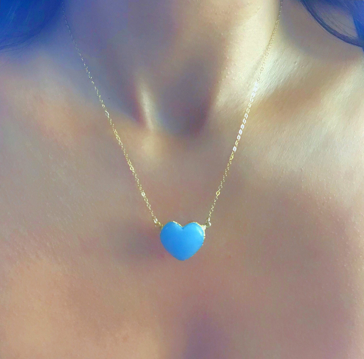 Blue Angelite Heart Necklace