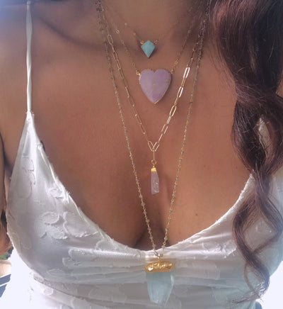 Phosphosiderite Gold Heart Necklace