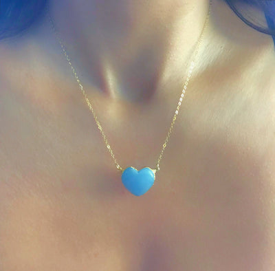 Blue Angelite Heart Necklace