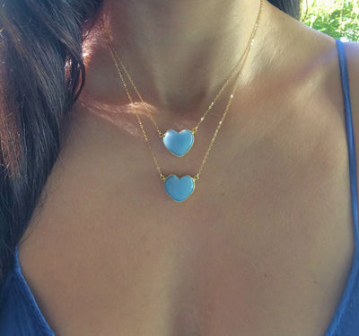 Blue Angelite Heart Necklace