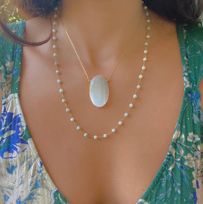 Large Selenite Oval Necklace