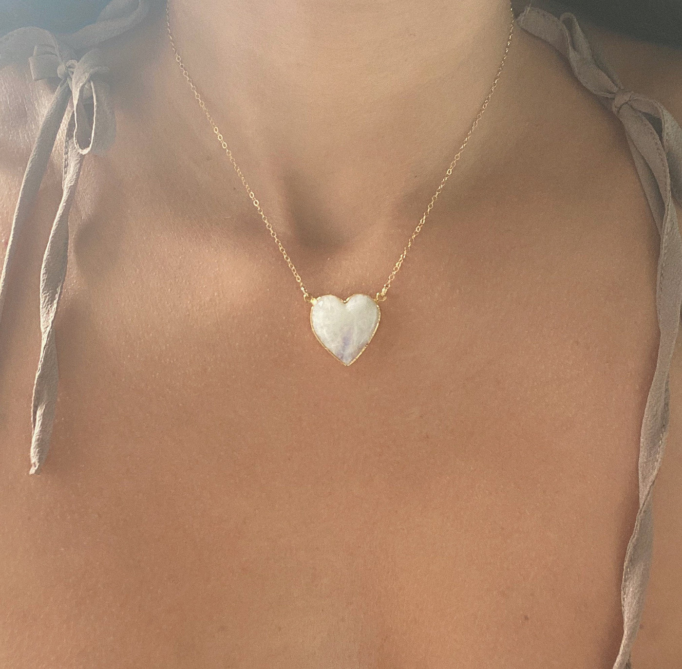 Moonstone Heart Pendant Necklace