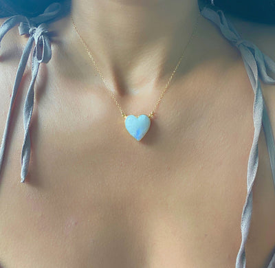 Moonstone Heart Pendant Necklace