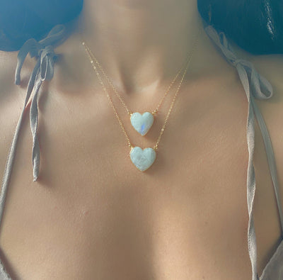 Moonstone Heart Pendant Necklace