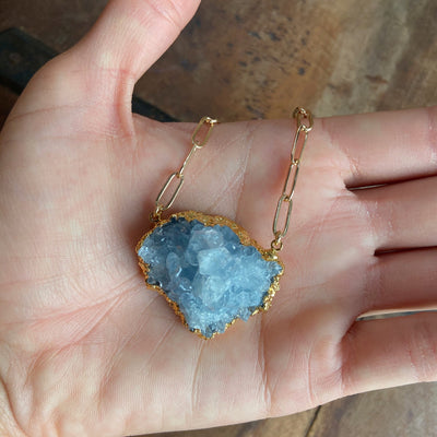 Celestite Cluster Necklace