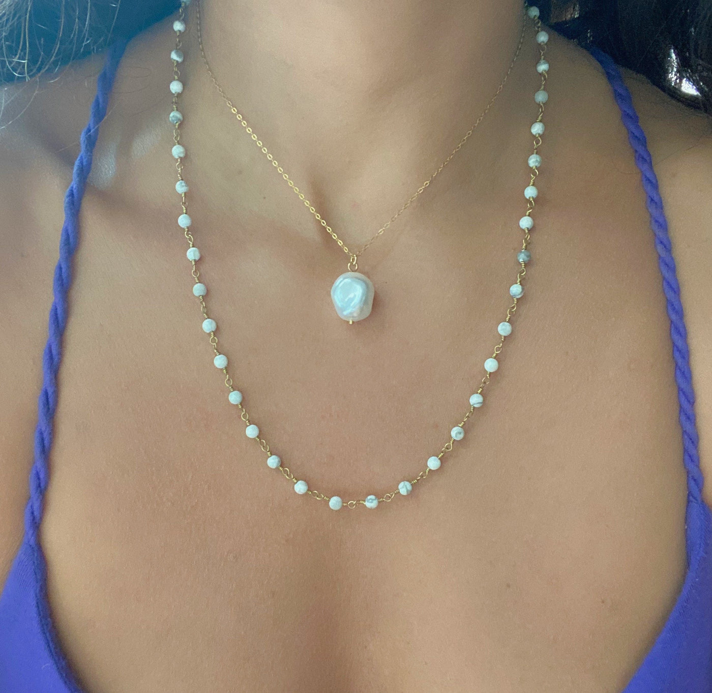 Gold Pearl Pendant Necklace