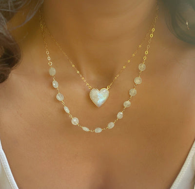 Moonstone Heart Pendant Necklace