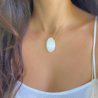 Large Selenite Oval Necklace