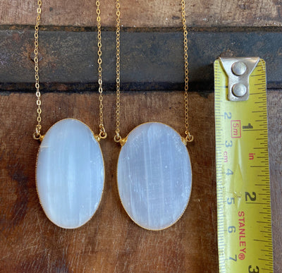 Large Selenite Oval Necklace