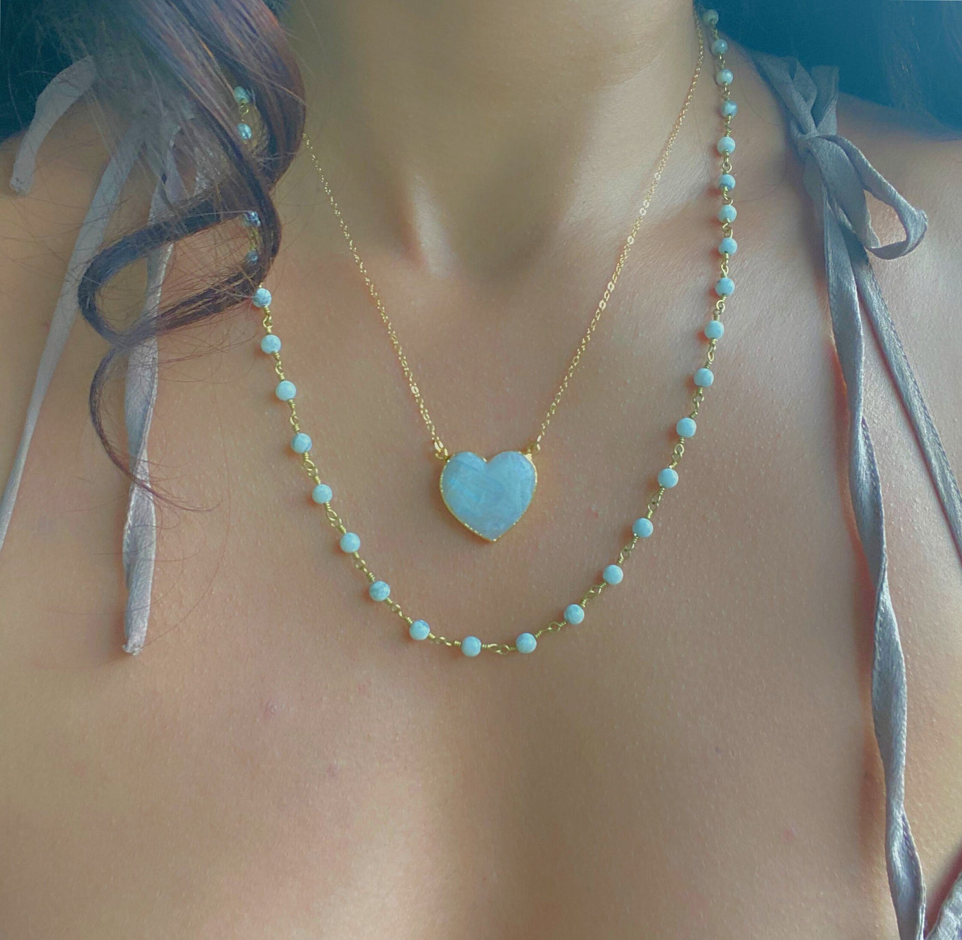 Moonstone Heart Pendant Necklace