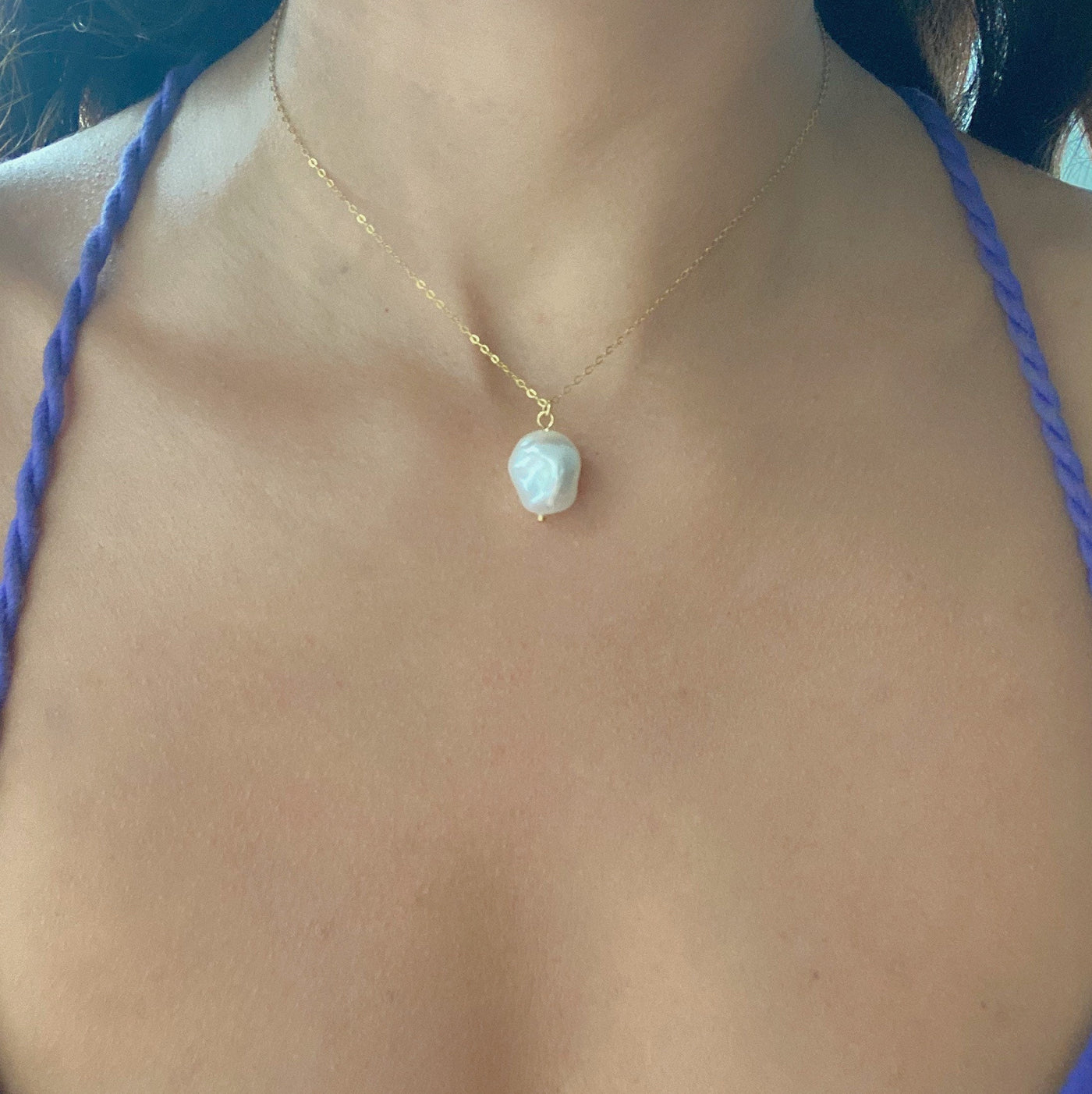 Gold Pearl Pendant Necklace