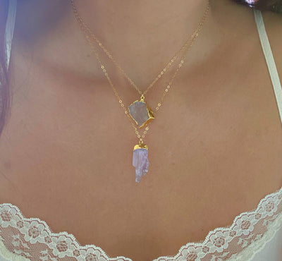 Pink Kunzite Gold Bar Necklace