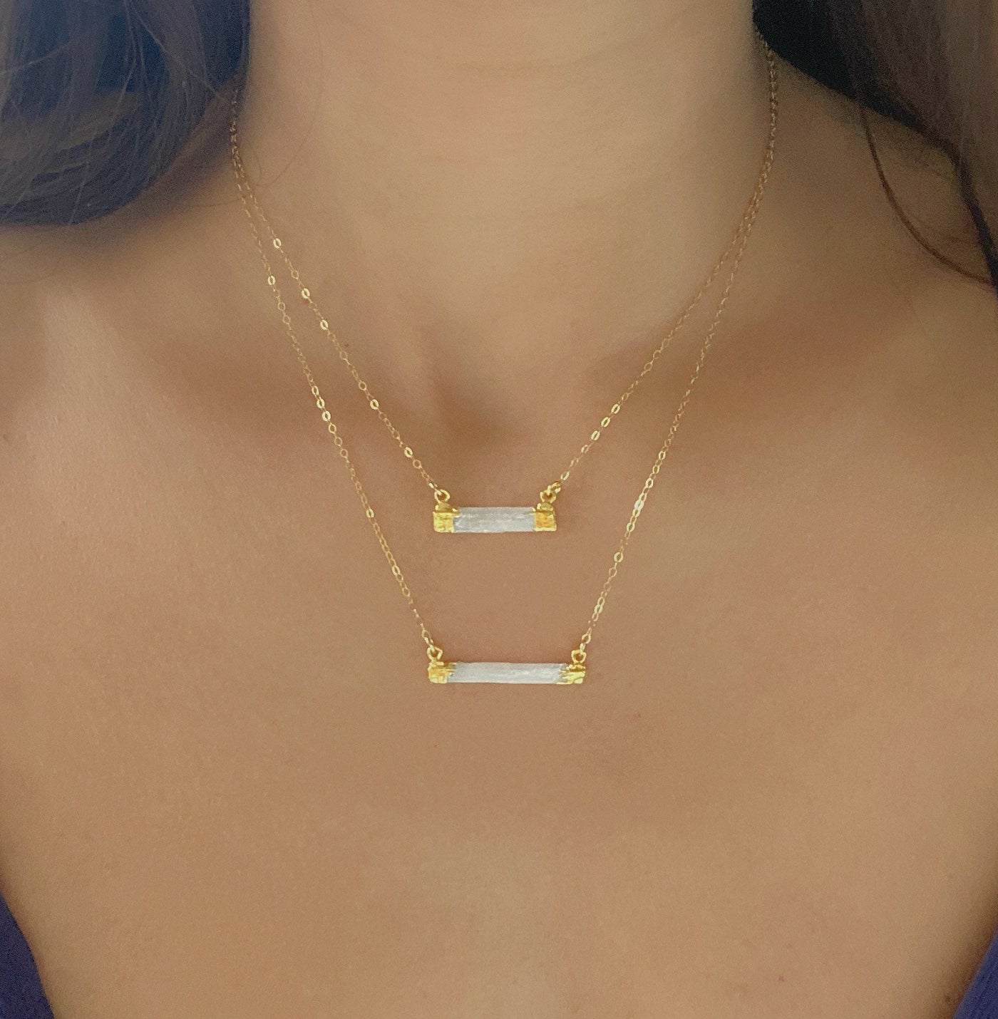 Selenite Horizontal Bar Necklace