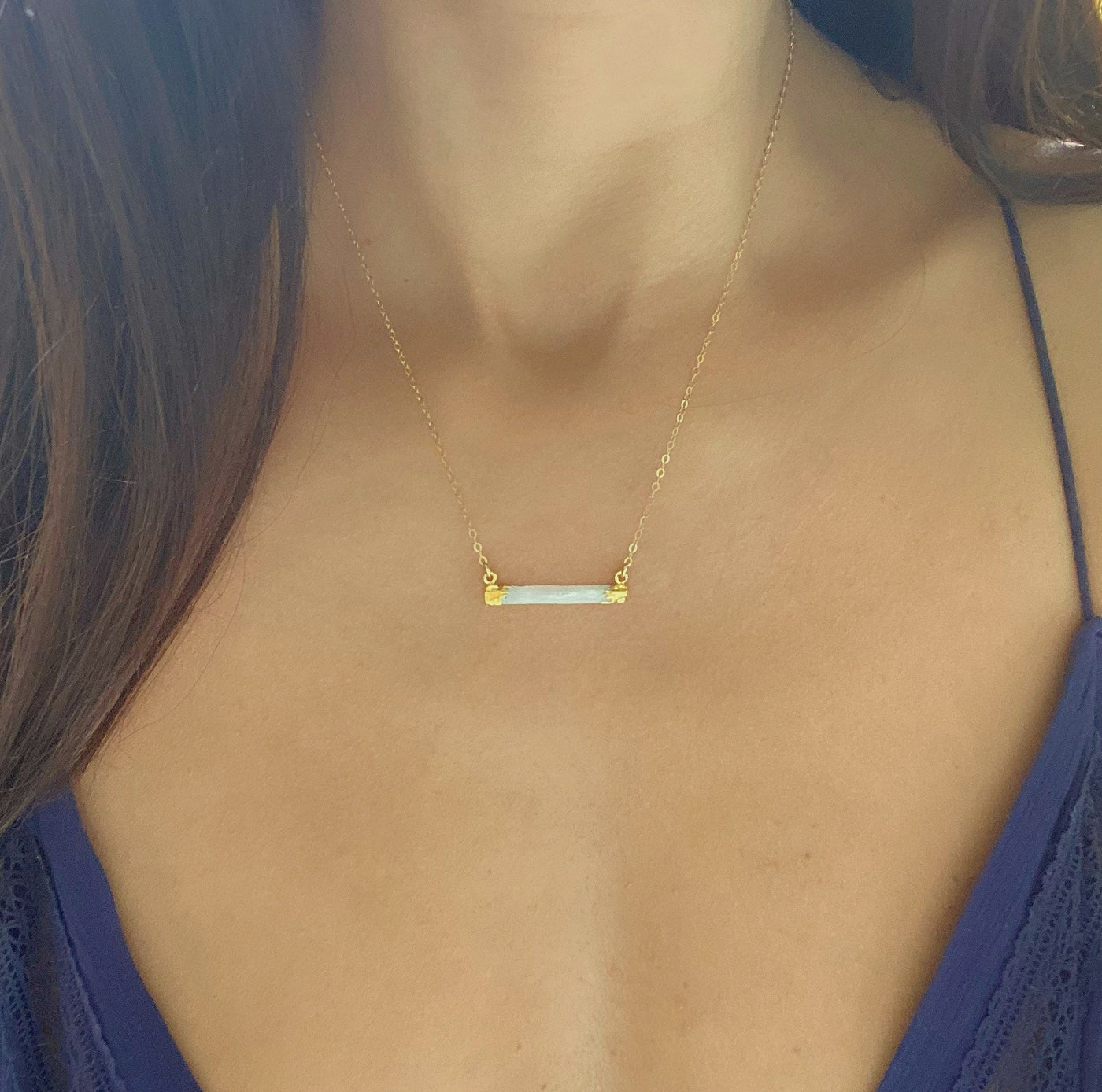 Selenite Horizontal Bar Necklace